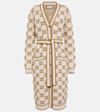 Gucci Gg Jacquard Wool Cardigan In Beige