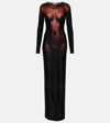 Jean Paul Gaultier Ebony Body Tattoo Dress Woman Nude In Polyamide In Black