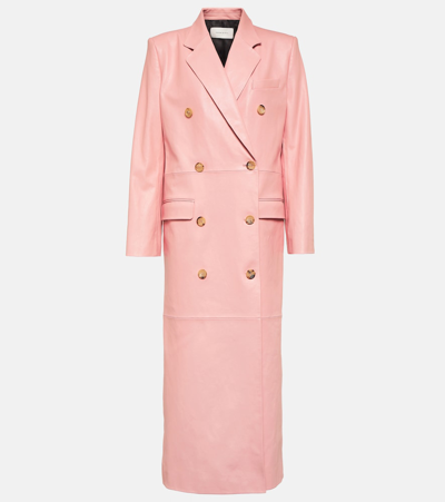 Magda Butrym Double-breasted Leather Coat In Pink