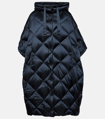 Max Mara Treca Quilted Canvas Down Cape In Blue