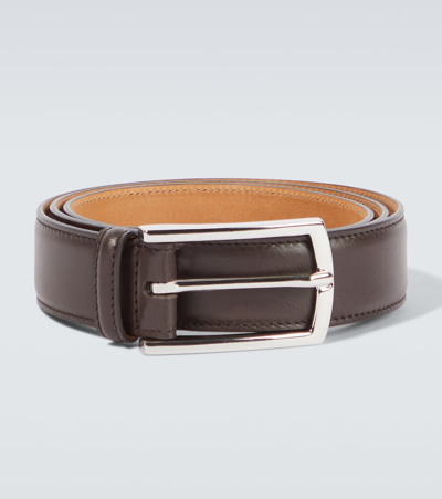 Ralph Lauren Purple Label Ascot Medium Leather Belt In Brown