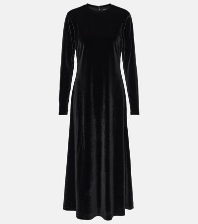 Polo Ralph Lauren Velvet Maxi Dress In Black
