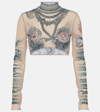 JEAN PAUL GAULTIER TATTOO COLLECTION PRINTED CROP TOP