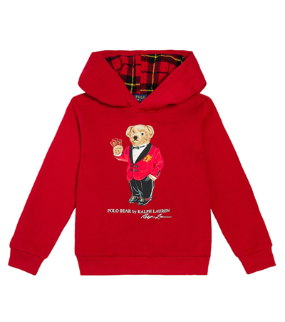 Polo Ralph Lauren Kids' Polo Bear Printed Fleece Hoodie In Red