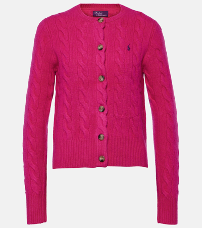 Polo Ralph Lauren Long Sleeve Cardigan In Pink & Purple