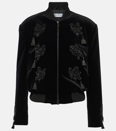 Max Mara Musette Embroidered Short Jacket In Black