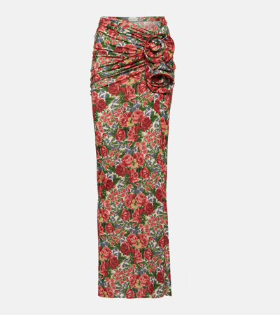 Magda Butrym Floral-appliqué Printed Maxi Skirt In Multicoloured