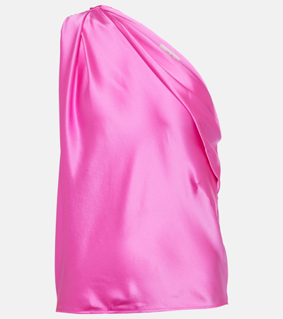 The Sei Draped Silk Satin Top In Pink