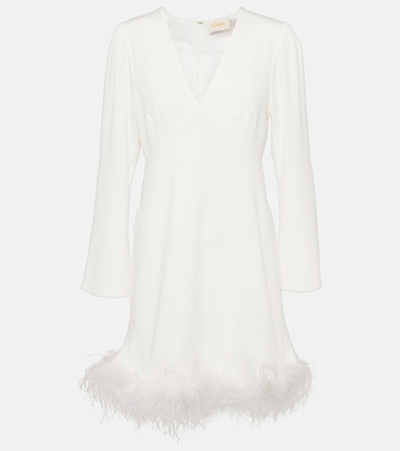 Rixo London Toni Bridal Feather-trimmed Minidress In White