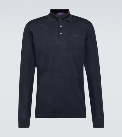 Ralph Lauren Purple Label Cotton Piqué Polo Shirt In Blue