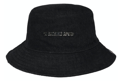 Pre-owned Bape Denim Bucket Hat Black