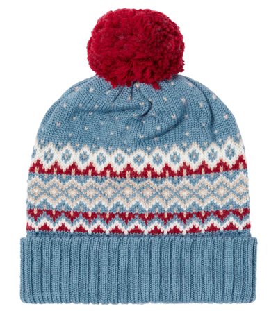 La Coqueta Kids' Fair Isle Intarsia Wool Beanie In Blue