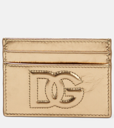 Dolce & Gabbana Leather Card Holder In Gold