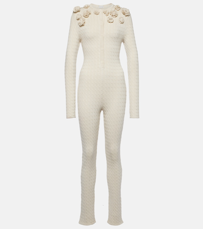 Magda Butrym Fur-trimmed Silk Jumpsuit In White
