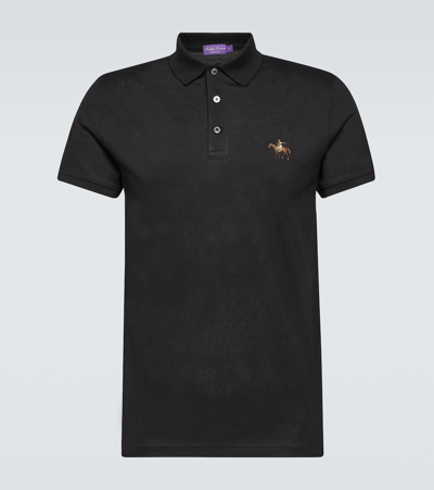 Ralph Lauren Purple Label Cotton Piqué Polo Shirt In Black