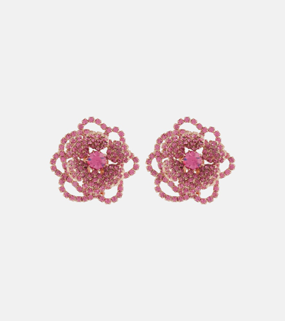 Magda Butrym Floral Crystal-embellished Clip-on Earrings In Red