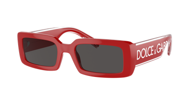 Dolce & Gabbana Dg6187 Rectangle-frame Injected Sunglasses In Red. / Dark / Grey