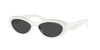 Prada Pr 26zsf Logo Beveled Acetate Oval Sunglasses In Bone