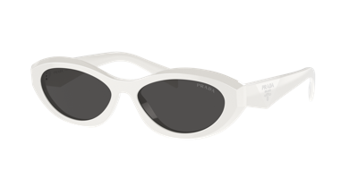 Prada Pr 26zsf Logo Beveled Acetate Oval Sunglasses In Bone