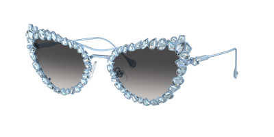 Swarovski Sk7011 Matte Light Blue Sunglasses In Grey Gradient