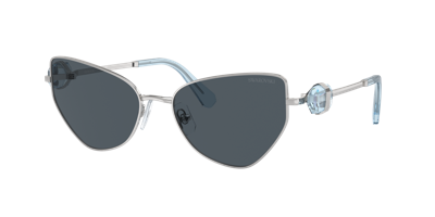 Swarovski Sk7003 Irregular-frame Metal Sunglasses In Dark Grey