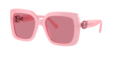 Swarovski Crystal-embellished Rectangle-frame Sunglasses In Pink Internal Mirror Silver