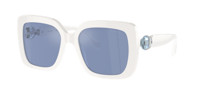 Swarovski Sk6001 Square-frame Acetate Sunglasses In Light Blue Mirror Silver