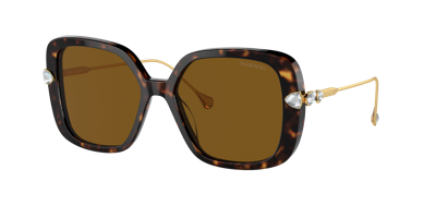 Swarovski Tortoiseshell-effect Rectangle-frame Sunglasses In Polar Brown