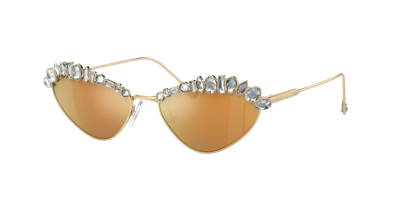 Swarovski Woman Sunglasses Sk7009 In Brown Mirror Gold