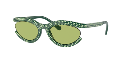 Swarovski Woman Sunglasses Sk6006 In Light Green Flash Silver