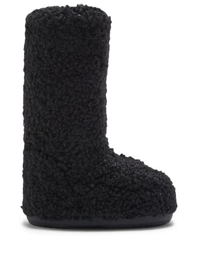 Moon Boot Icon Faux-curly Boots In Nero