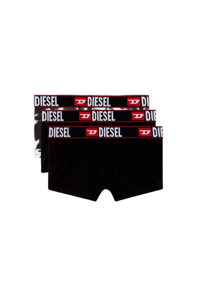 Diesel Set Da Tre Paia Di Boxer Tinta Unita E Tie-dye In Black