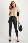 Lulus Edgy Perfection Black Vegan Leather Skinny Pants In Black