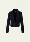 Akris Single-breasted Slits-hem Wool Double-face Crop Jacket In Black