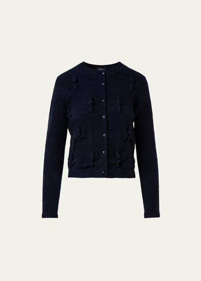Akris Cable Knot Embellished Cashmere Cardigan In Navy