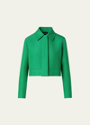 AKRIS COTTON-SILK DOUBLE-FACE CROP COLLARED JACKET