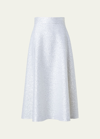 Akris Women's Sequined Wool-blend Flare Midi-skirt In Ecru