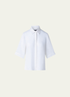 Akris Linen Voile Collared Boxy Shirt In White