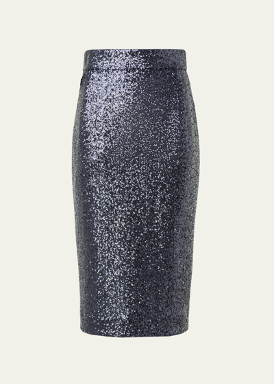 Akris Sequin-embellished Jersey Pencil Skirt In Stone