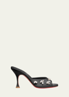 CHRISTIAN LOUBOUTIN DEGRAQUEENIE SILK EMBELLISHED RED SOLE SANDALS