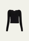 Nina Ricci Sweetheart Crop Wool Top In U9000 Black