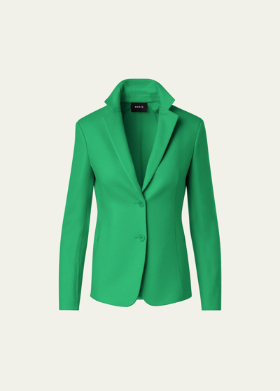 Akris Single-breasted Cashmere Double-face Jacket In Leaf
