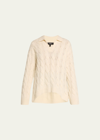 Theory Karenia Wool-cashmere Collared Cable-knit Sweater In Iv