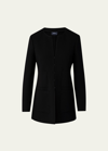 AKRIS COLLARLESS WOOL DOUBLE-FACE STRETCH LONG FITTED JACKET