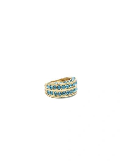 Oscar De La Renta Mini Double Hoop Ring In Denim Blue