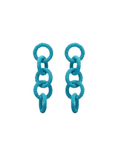 Oscar De La Renta Coil Circle Link Earrings In Blue