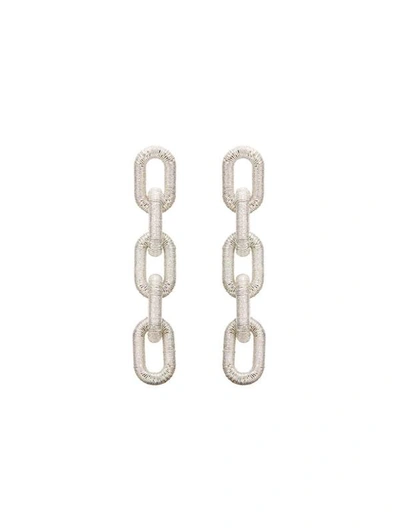 Oscar De La Renta Coil Vertical Chain-link Earrings In Silver