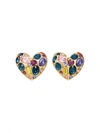 Oscar De La Renta Gemstone Heart Clip-on Earrings In Rainbow