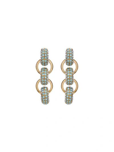 Oscar De La Renta Pavé-crystal Link Drop Earrings In Aquamarine