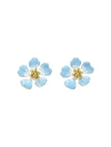 Oscar De La Renta Hand-painted Flower Earrings In Blue Multi
